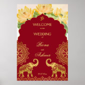 インディアン結婚のマルーン金ゴールドゾウ蓮の歓迎 ポスター (正面)