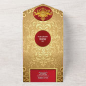 インディアン結婚のマルーン金ゴールドゾウ贅沢 オールインワン招待状 (外側)