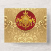 インディアン結婚のマルーン金ゴールドゾウ贅沢 オールインワン招待状 (裏面)