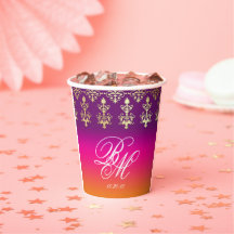 インディアン結婚のモノグラムダマスクピンクパープルオレンジ