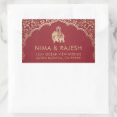 インディアン結婚の住所 シール、結婚式用シール 長方形シール (バッグ)