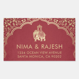 インディアン結婚の住所 シール、結婚式用シール 長方形シール
