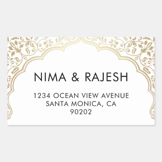 インディアン結婚の住所 シール、結婚式用シール 長方形シール (正面)