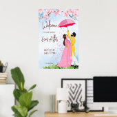 インディアン結婚の傘つき歓迎看板カップル ポスター (ホームオフィス)