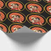 インディアン結婚の可愛い新郎新婦マンガカスタマイズー ラッピングペーパー (角)