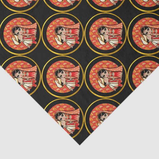 インディアン結婚の可愛い新郎新婦マンガカスタマイズー 薄葉紙 (詳細)