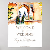 インディアン結婚の孔雀ジャイプールパレスウェルカムサイン ポスター (正面)