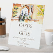 インディアン結婚の孔雀ジャイプール宮殿のギフトテーブル 台座サイン (インサイチュ)