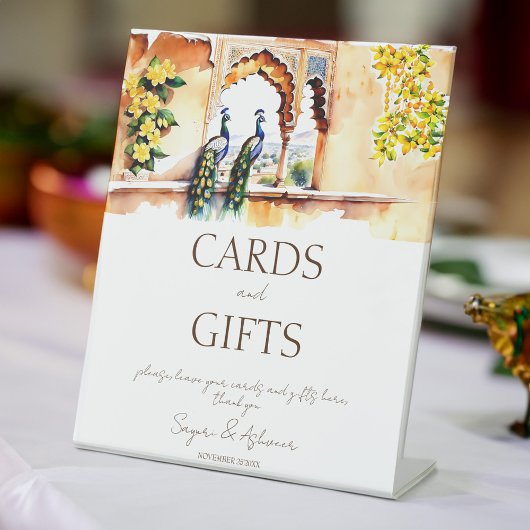 インディアン結婚の孔雀ジャイプール宮殿のギフトテーブル 台座サイン