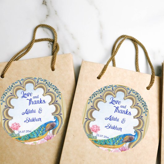 インディアン結婚の孔雀ラジャスタン窓の青 ラウンドシール