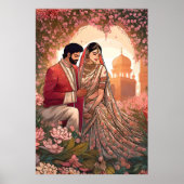 インディアン結婚の愛と幸福のピンク ポスター (正面)