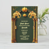 インディアン結婚の提灯が燃える赤金ゴールドエレガント 招待状 (スタンド正面)