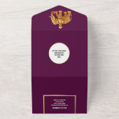 インディアン結婚の梅金ゴールド象の豪華アジア オールインワン招待状 (外側)