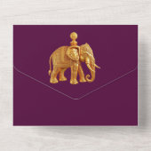 インディアン結婚の梅金ゴールド象の豪華アジア オールインワン招待状 (裏面)