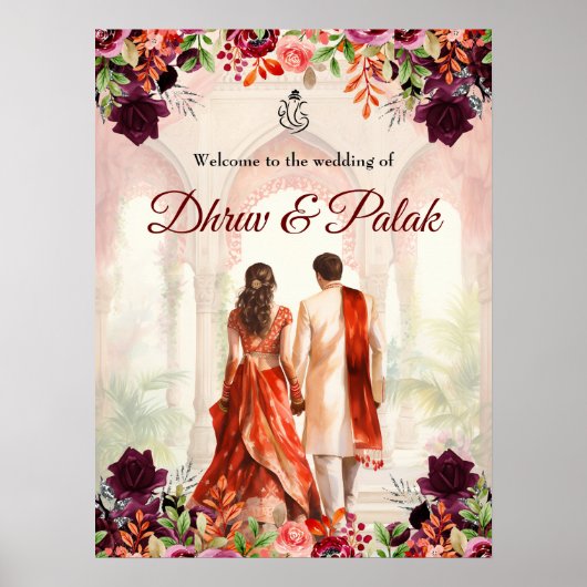 インディアン結婚の歓迎サイン ポスター (正面)