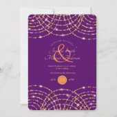 インディアン結婚の紫色のサンゴ金ゴールド灯 招待状 (正面)