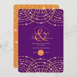 インディアン結婚の紫色のサンゴ金ゴールド灯 招待状