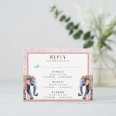 インディアン結婚の象の数々のイベントRSVP応答 ポストカード (スタンド正面)