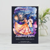 インディアン結婚の踊りカップル花火救の日 招待状 (スタンド正面)