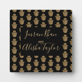 インディアン結婚の金ゴールドハムザヘンナウェルカムサイン フォトプラーク