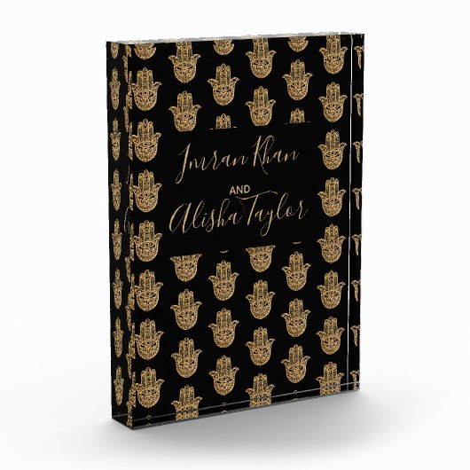 インディアン結婚の金ゴールドハムザヘンナウェルカム フォトブロック (左)