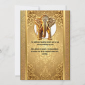 インディアン結婚の金ゴールド黒象ダマスアジア 招待状 (裏面)