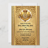 インディアン結婚の金ゴールド黒象ダマスクエレガント 招待状 (正面)