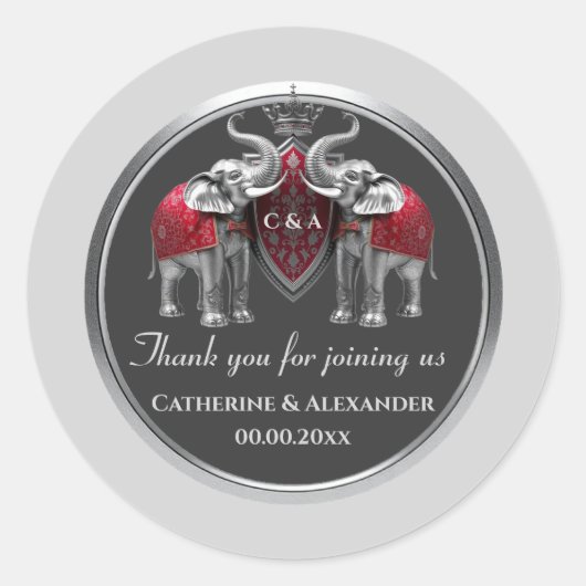 インディアン結婚の銀象の冠王室の金 ラウンドシール (正面)