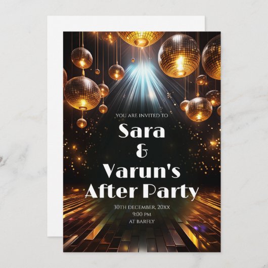 インディアン結婚アフターパーティー招待状デジ結婚タル 招待状 (正面/裏面)