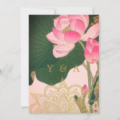 インディアン結婚スタイルピンク金ゴールドウォーターリリー 招待状 (正面)