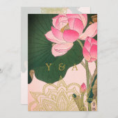 インディアン結婚スタイルピンク金ゴールドウォーターリリー 招待状 (正面/裏面)