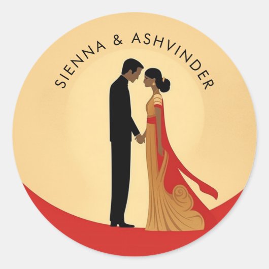 インディアン結婚ステッカー ラウンドシール (正面)