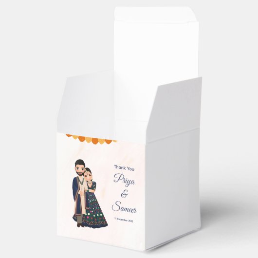 インディアン結婚ズカップル招待状ゾウ フェイバーボックス (オープン)