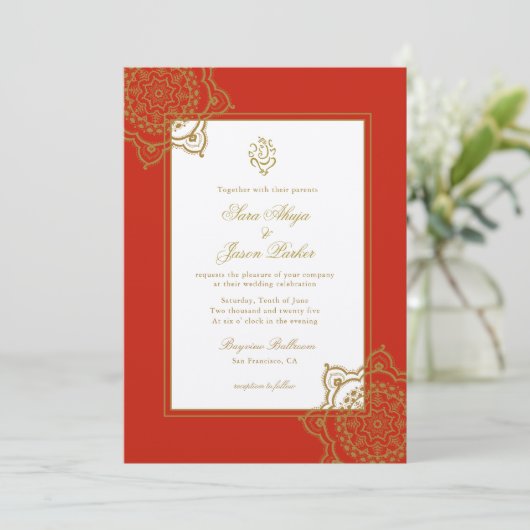 インディアン結婚ズガネシュレッド&金ゴールドマンダラ 招待状 (スタンド正面)