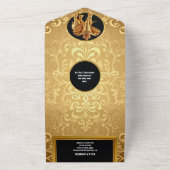 インディアン結婚ズゾウ高級ブラック金ゴールドシック オールインワン招待状 (外側)