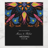 インディアン結婚ズテーマゾウフローラブラック ワインラベル (シングルラベル)