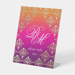 インディアン結婚ズピンクパープルオレンジ 台座サイン