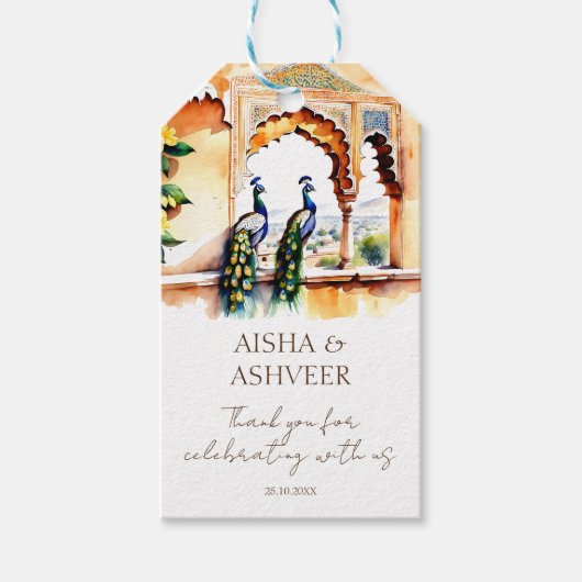 インディアン結婚ズピーコックジャイプール感謝していパレスユーザ ギフトタグ (正面)