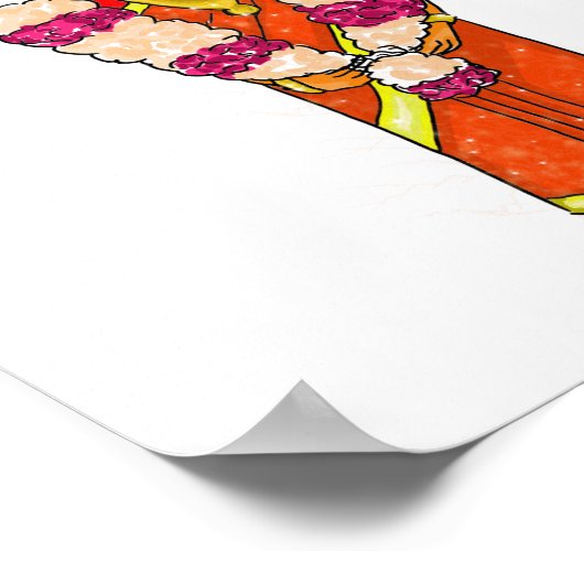 インディアン結婚ズブライドフローラガーランドオレンジサリー ポスター (角)