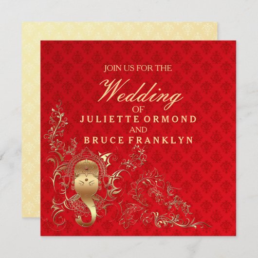 インディアン結婚ズ – 招待状カード 招待状 (正面/裏面)