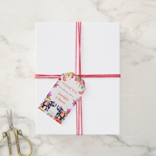 インディアン結婚ゾウの花が感謝してい咲く ギフトタグ (より糸付き)