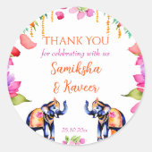 インディアン結婚ゾウの花は贈り物に好意 ラウンドシール (正面)