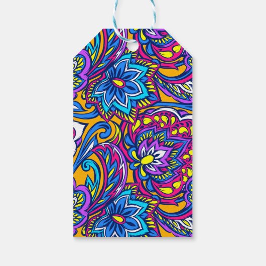 インディアン結婚ゾウ青い黄色感謝していユー ギフトタグ (裏面)