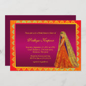 インディアン結婚ダマスクブライダルシャワー招待状 招待状 (正面/裏面)