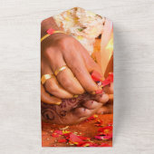 インディアン結婚バラフローラテーマ オールインワン招待状 (外側)