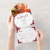 インディアン結婚バラフローラテーマ オールインワン招待状 (貼ってはがせる)