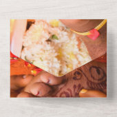 インディアン結婚バラフローラテーマ オールインワン招待状 (裏面)