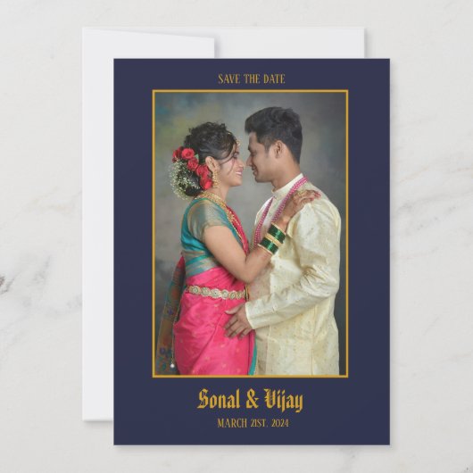 インディアン結婚ヒンドゥーのカップル像の複雑なデザイン 招待状 (裏面)