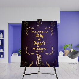 インディアン結婚ヒンドゥーの歓迎サインフォーム板