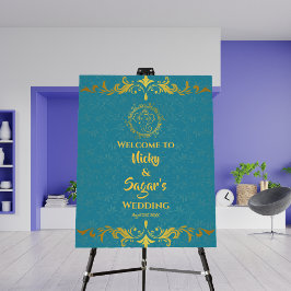 インディアン結婚ヒンドゥーの歓迎サインフォーム板